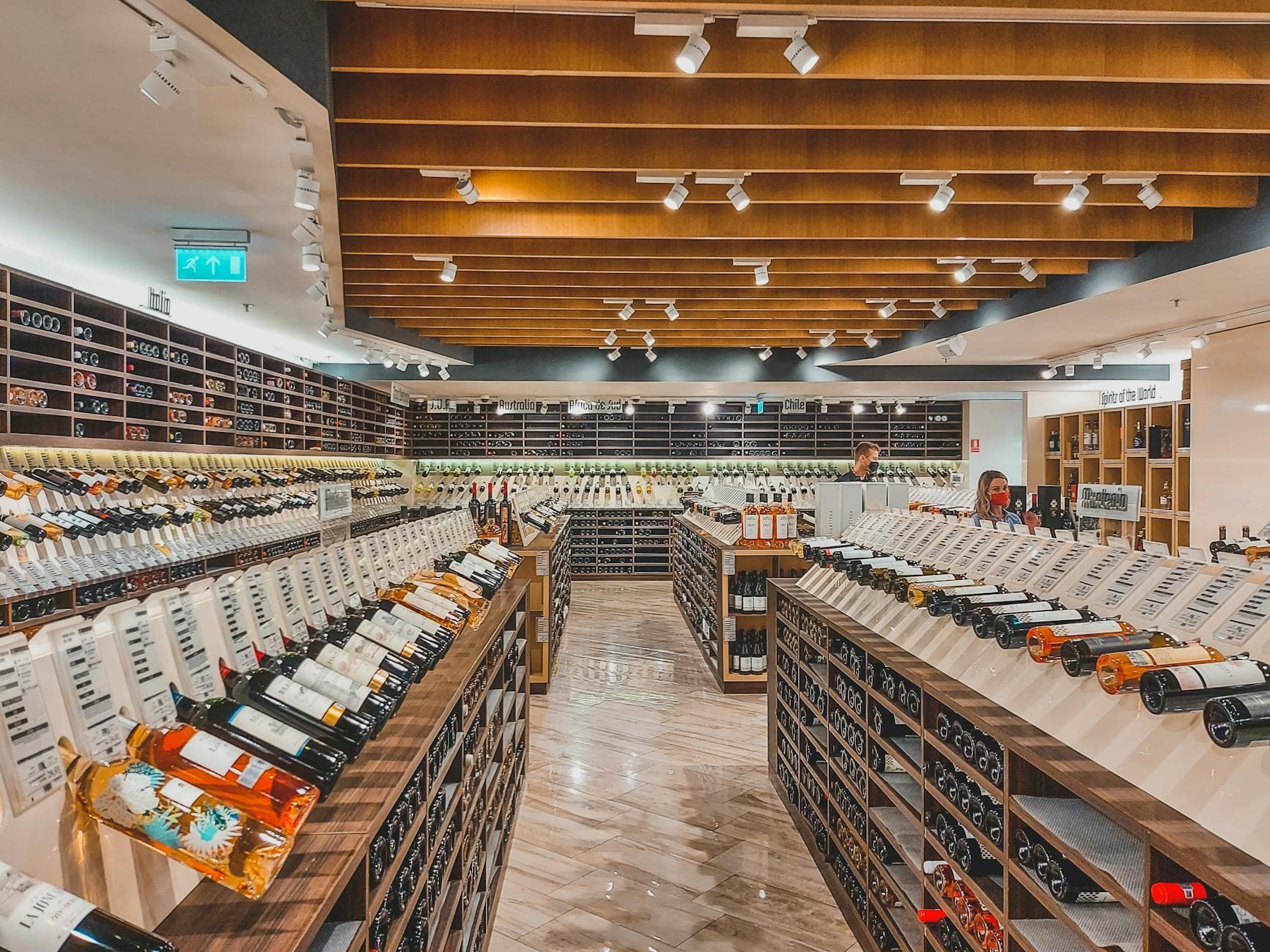 Wine shop interior aisles