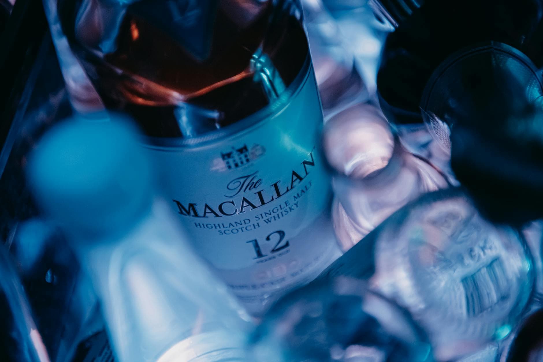Premium spirit bottle close up